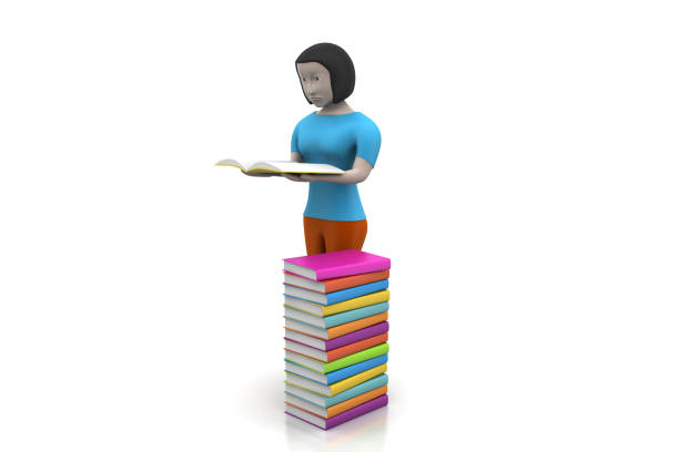 istock 3d women reading book, education concept 686932132