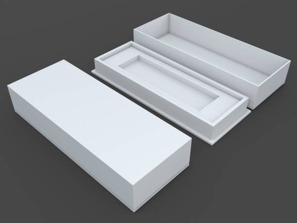 istock 3D illustration, 3D rendering mock up brown and white packaging for gadget products in isolated background with work paths, clipping paths included. 686935918