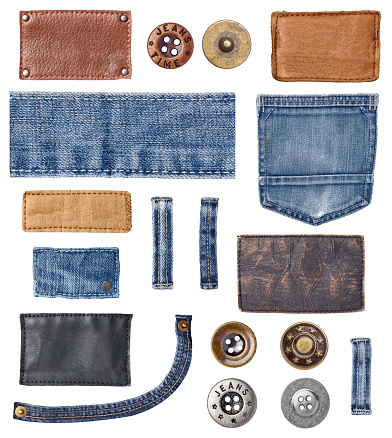 collection of various jeans parts