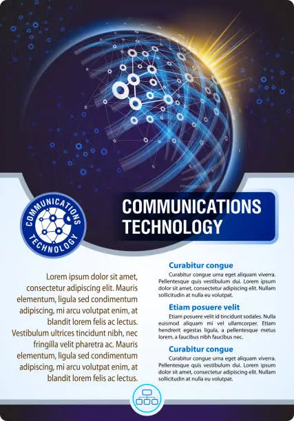 Vector illustration of Leaflet design example. Global communications.