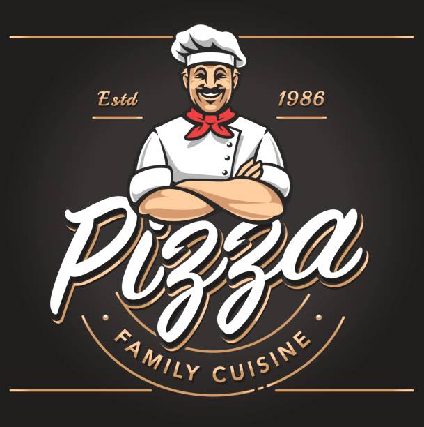 ピッツェリア エンブレム デザイン - pizzeria点のイラスト素材／クリップアート素材／マンガ素材／アイコン素材