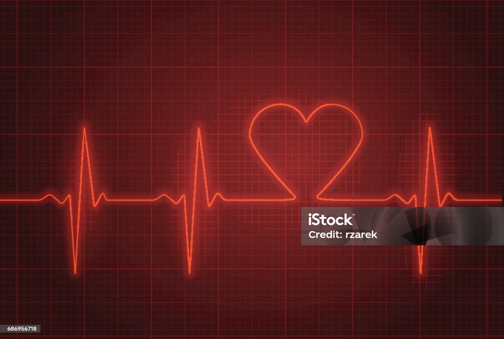 Vector illustration of heart pulse in red. Electrocardiography stock vector