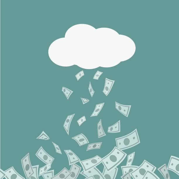 illustrations, cliparts, dessins animés et icônes de pluie d’argent tombe des nuages. concept d’affaires. - currency abundance backgrounds banking