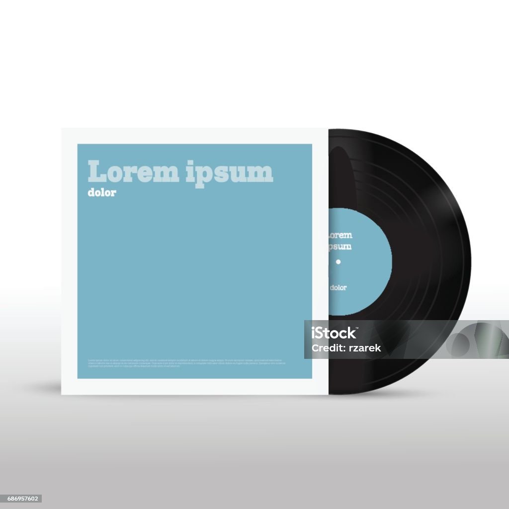 Vector vinyl mock up with cover. Record - Analog Audio stock vector