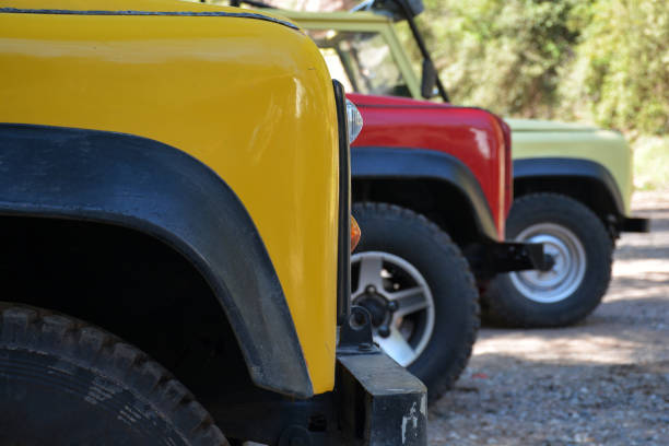 Colorful Safari Tour Cars stock photo