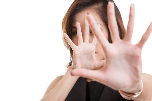 istock Young Asian woman hide her  face. 686958150