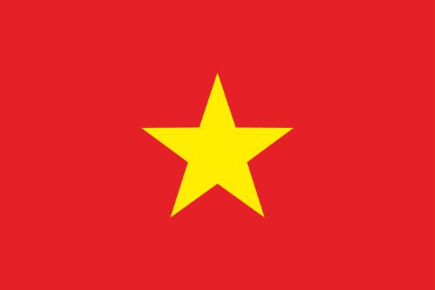 Flag of Socialist Republic of Vietnam. Flag of Socialist Republic of Vietnam. Vietnamese patriotic sign in official national country color and emblem. Symbol of Southeast Asia state. Vector icon illustration official visit stock illustrations