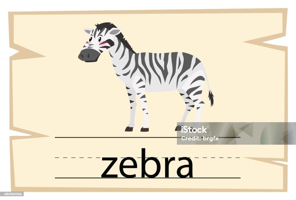Wordcard template for word zebra Wordcard template for word zebra illustration Activity stock vector