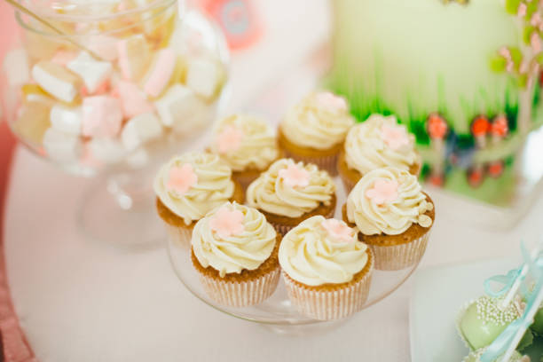 istock Delicious fancy wedding cake made of cupcakes 686967634