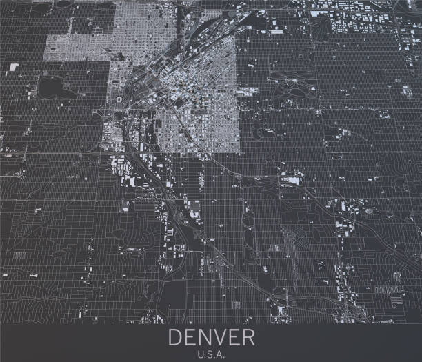 istock Map of Denver, satellite view, city, Usa 686967662
