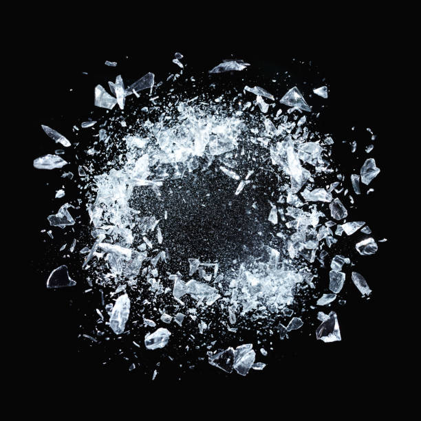 crystal sphere exploding Crystal sphere exploding on black background, composition of several studio shots. ice stock pictures, royalty-free photos & images