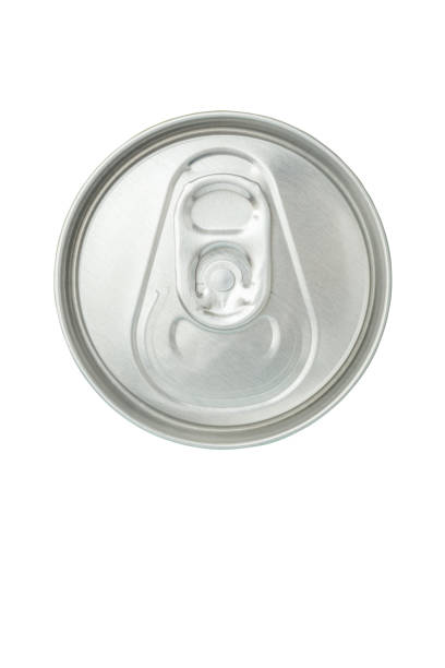istock Top view of closed aluminum beverage can on white background. 686976428