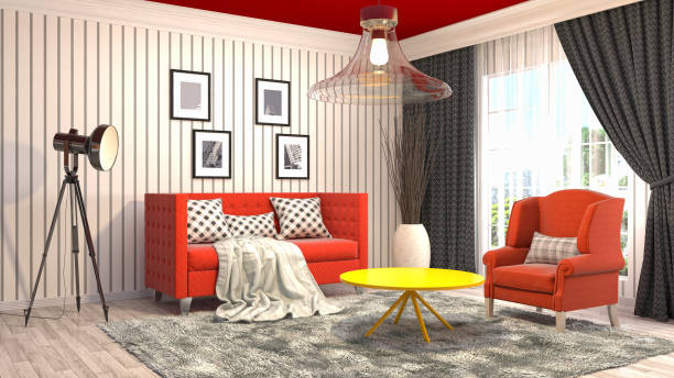 istock Interior living room. 3d illustration 686977810