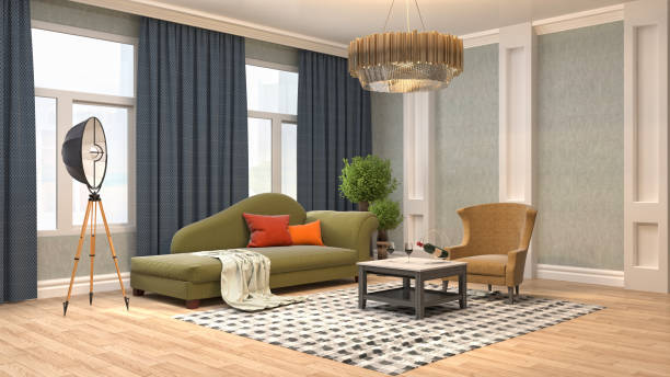 istock Interior living room. 3d illustration 686978518