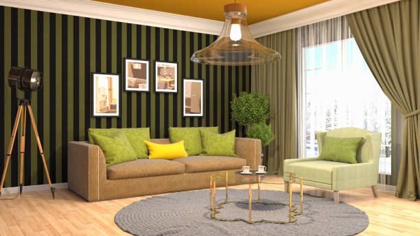 istock Interior living room. 3d illustration 686978816