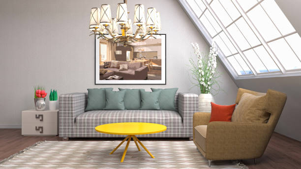 istock Interior living room. 3d illustration 686981412