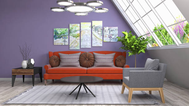 istock Interior living room. 3d illustration 686983178