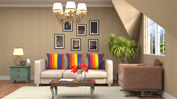 istock Interior living room. 3d illustration 686986304