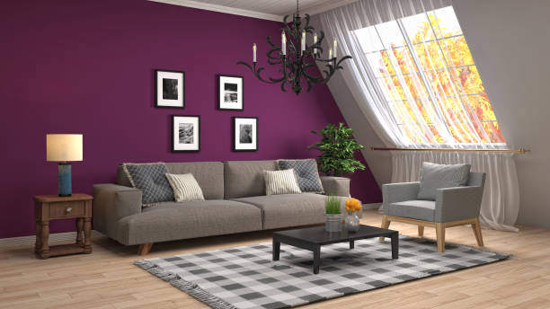istock Interior living room. 3d illustration 686987232