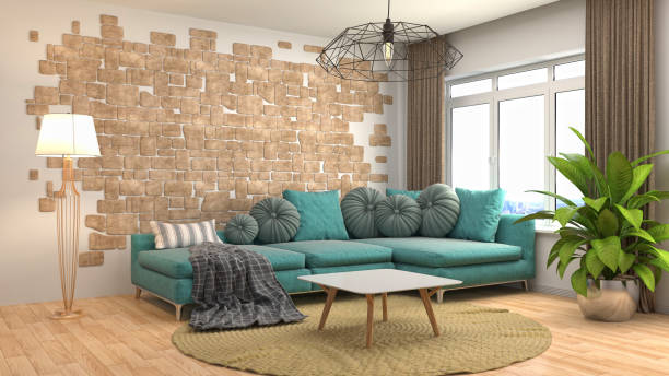 istock Interior living room. 3d illustration 686989090