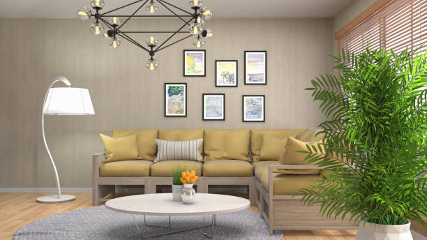 istock Interior living room. 3d illustration 686989884