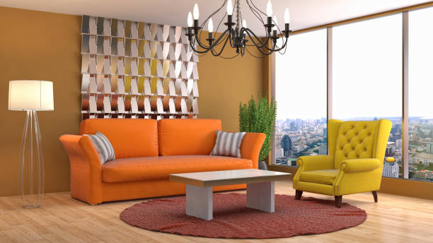 istock Interior living room. 3d illustration 686990016