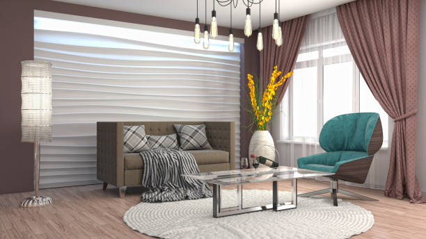 istock Interior living room. 3d illustration 686992190