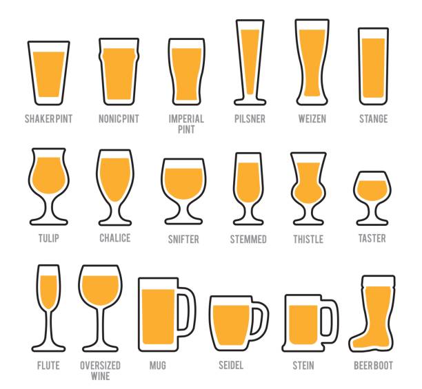 ilustrações de stock, clip art, desenhos animados e ícones de beer glasses icon set - vector glass
