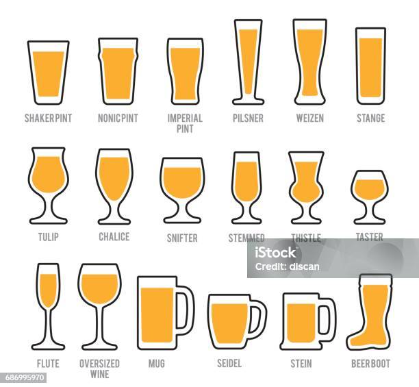 Beer Glasses Icon Set Stock Illustration - Download Image Now - Beer - Alcohol, Drinking Glass, Pint Glass