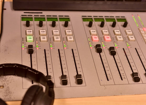 istock Professional audio mixing console radio / TV broadcasting 686996280