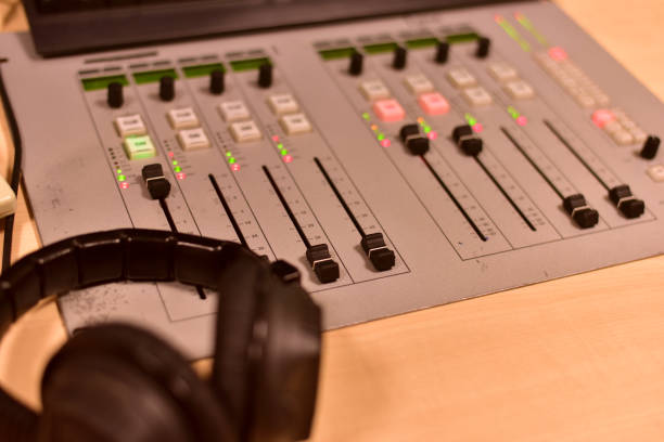 istock Professional audio mixing console radio / TV broadcasting 686996422