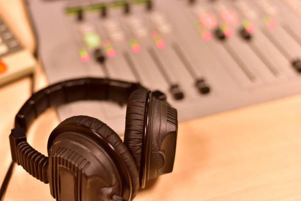 istock Professional audio mixing console radio / TV broadcasting 686996596