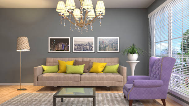 istock Interior living room. 3d illustration 687000258