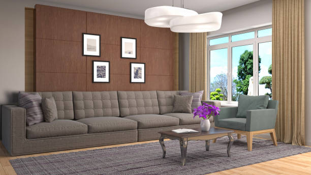 istock Interior living room. 3d illustration 687000302