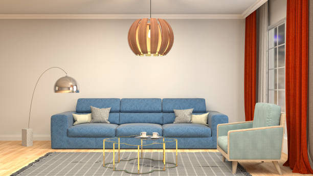 istock Interior living room. 3d illustration 687000422