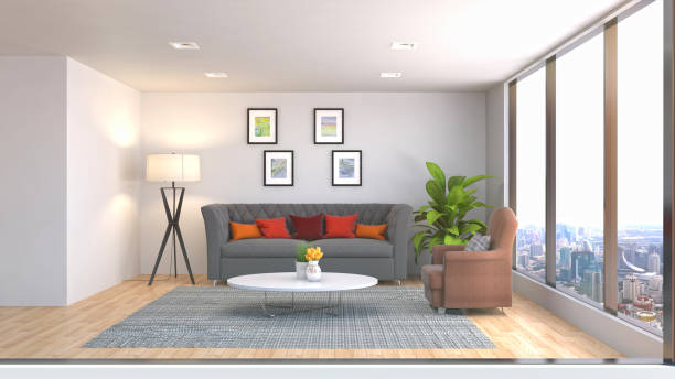 istock Interior living room. 3d illustration 687000502