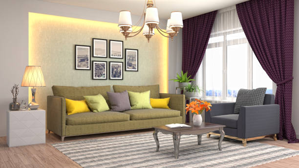 istock Interior living room. 3d illustration 687000590