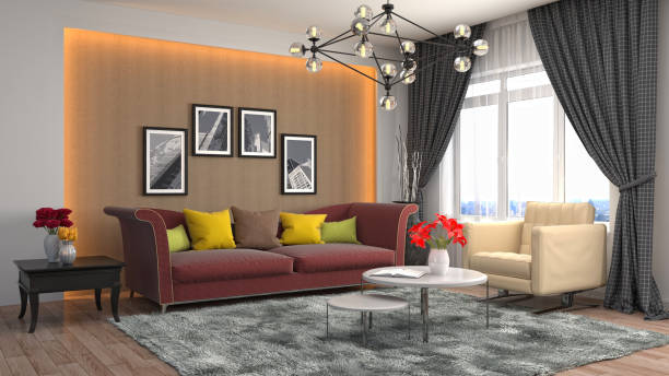 istock Interior living room. 3d illustration 687000780