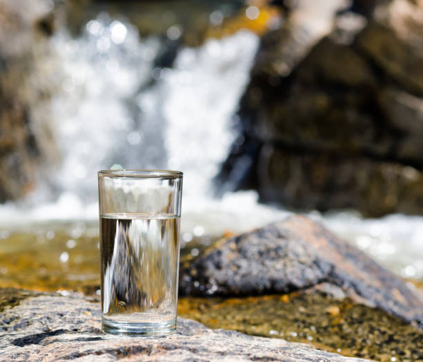istock Glass of water by waterfall 687006310