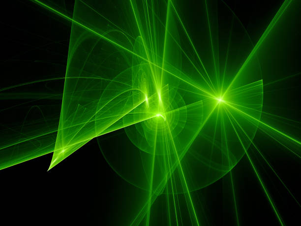 istock Green glowing spiral trajectories in space, futuristic technology 687011046