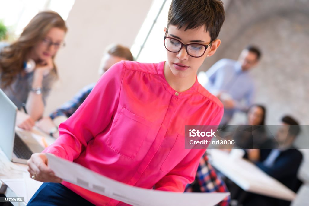 Service Designer Female Female Designer In Office Working On Architects Project Stock Photo ...