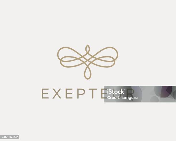 Abstract Butterfly Flower Linear Weave Icon Symbol Premium Pattern Universal Vector Icon Stock Illustration - Download Image Now