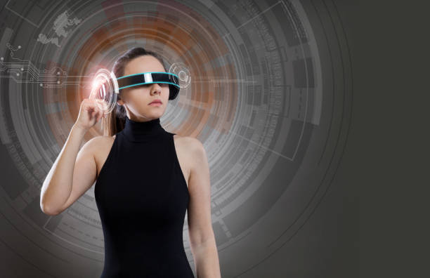 istock Woman with futuristic glasses 687023468