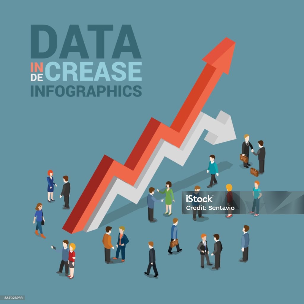 Data Increase Decrease Infographics Template Concept Flat 3d Web ...