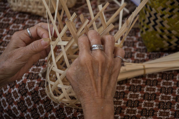 istock Weaving a wicker basket by handmade,Thailand 687024446