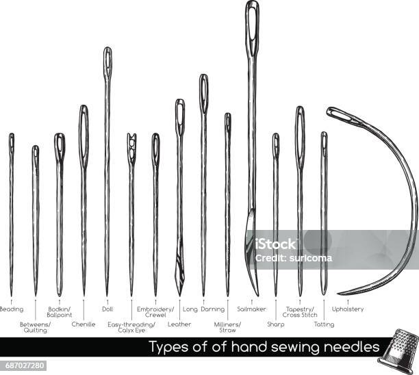Types Of Hand Sewing Needles Stock Illustration - Download Image Now -  Engraving, Sewing, Fashion - iStock