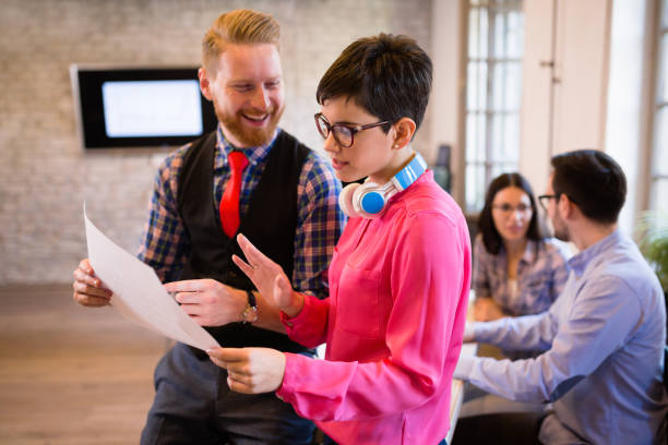 istock Company coworkers discussing ideas and brainstorming 687031286