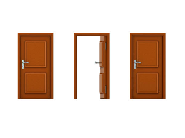 istock 3D illustration of three doors with one being open 687037582