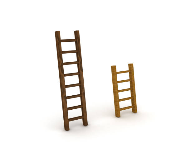 istock 3D illustration of a tall and short ladder 687037892