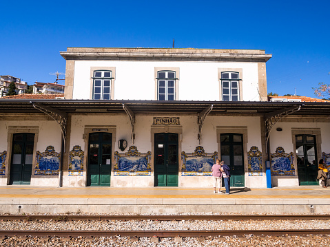 Pinhao, Portugal - April 05, 2017: Old train station in Pinhao, Portugal, on a spring day.